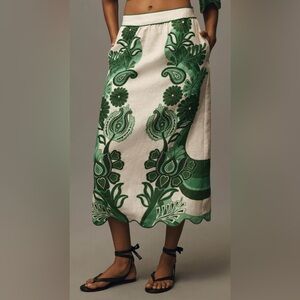 FARM Rio Color Festival Linen Midi Skirt